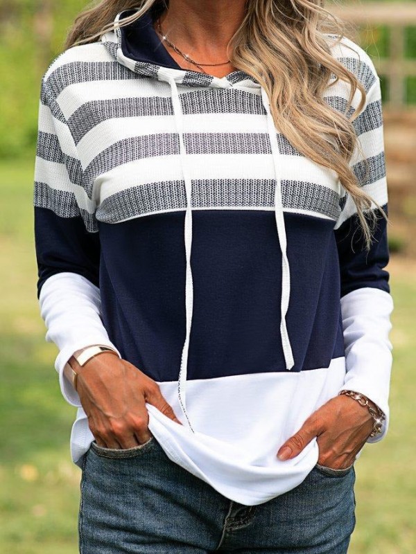 Comfy Striped Print Long Sleeve Sweatshirt
