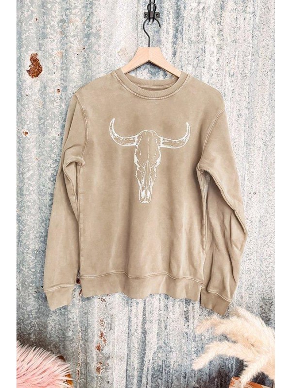 Bull Head Animal Print Vintage Sweatshirt