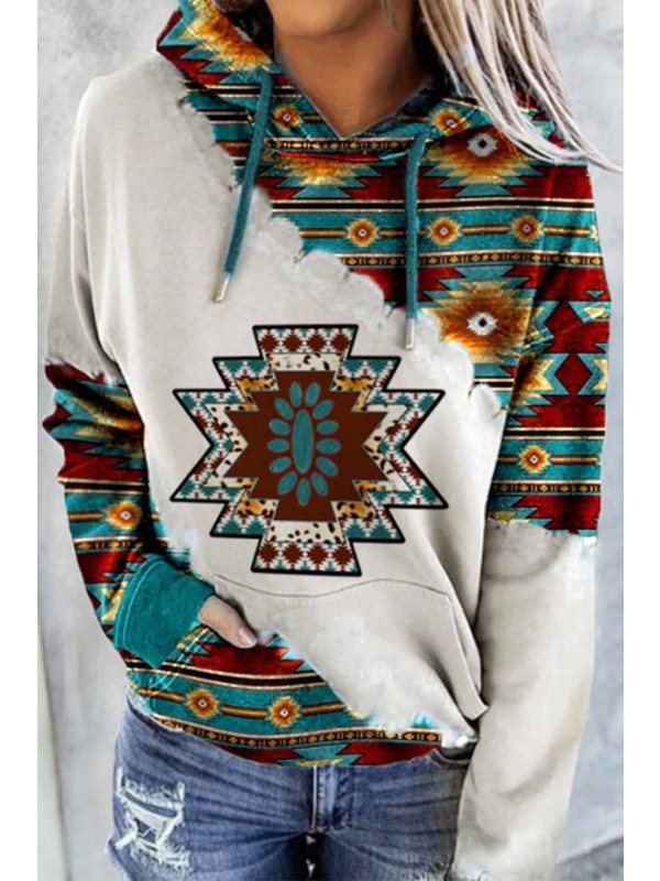 Graphic Western Ethnic Style Rhombus Printed Sweatshirt