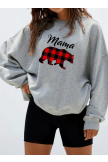 Plaid Mama Bear Long Sleeve Crewneck Sweatshirt