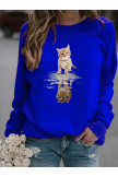 Cartoon Cat Tiger Printed Casual Long Sleeve TShirt For Women