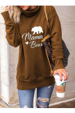 Mama Bear Color Block High Neck Long Sleeve Sweatshirt
